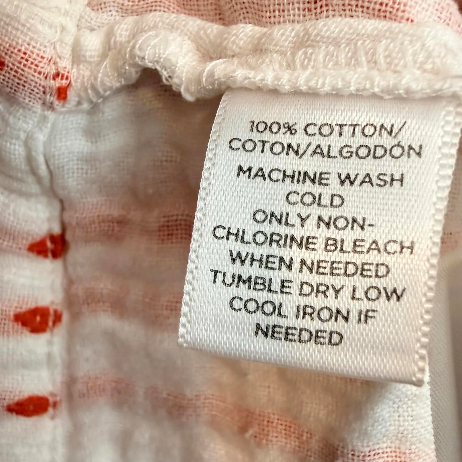 Lou & Grey Womens XS White Orange Dotted Cotton Midi Dress Boho Swiss dot - Image 7