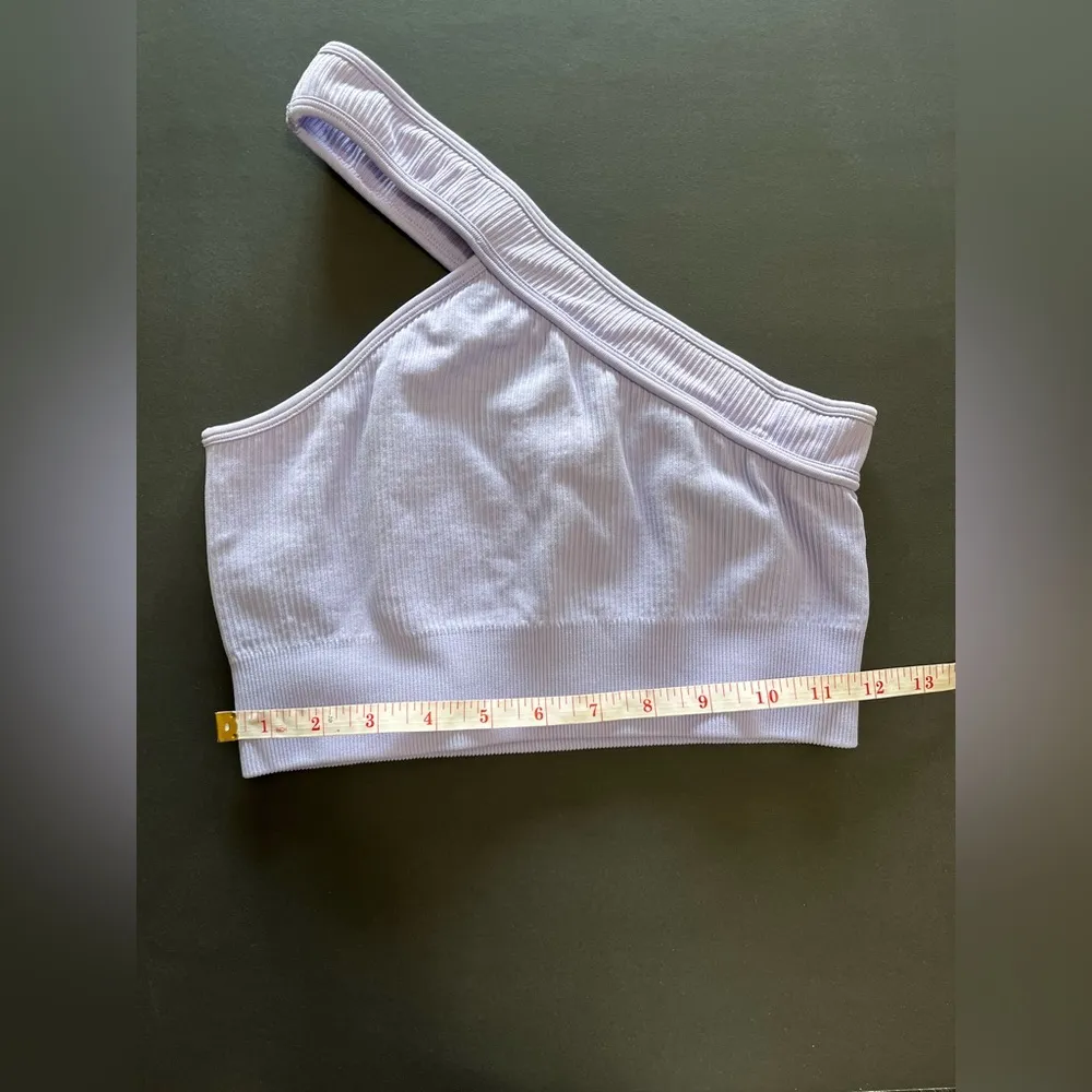 Lavender One Shoulder Ribbed Crop Tank Top Sports Bra Women’s Sz S NWOT Purple - Image 4