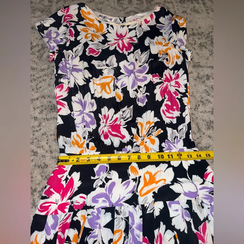 Vintage MAGGY LONDON ByJeannene Booher Black Floral Drop Waist Pleated Dress 12 - Image 5