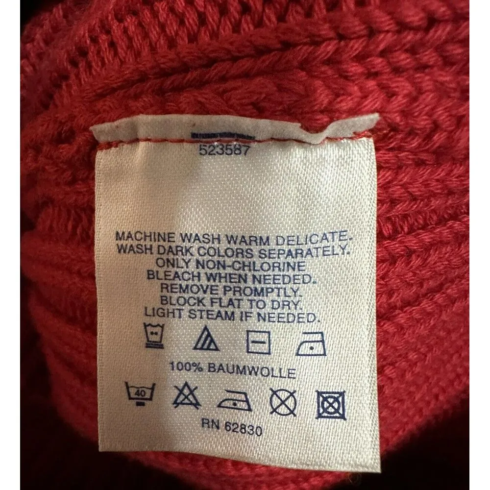 Lands End Womens Turtleneck Sweater XL 18-20‎ Red Long Sleeve 100% Cotton - Image 5