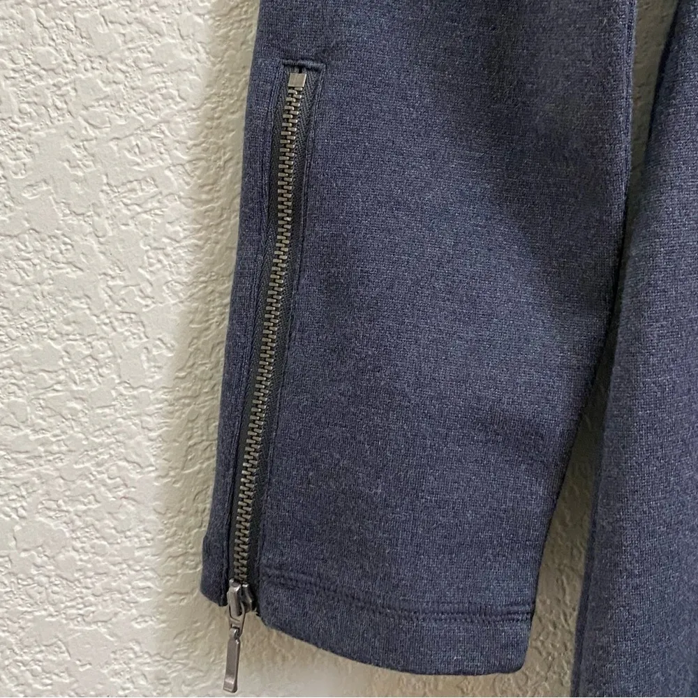 ATHLETA Celebration Dress Heather Gray-Blue Ponte Knit V Neck Dress Size MT - Image 5