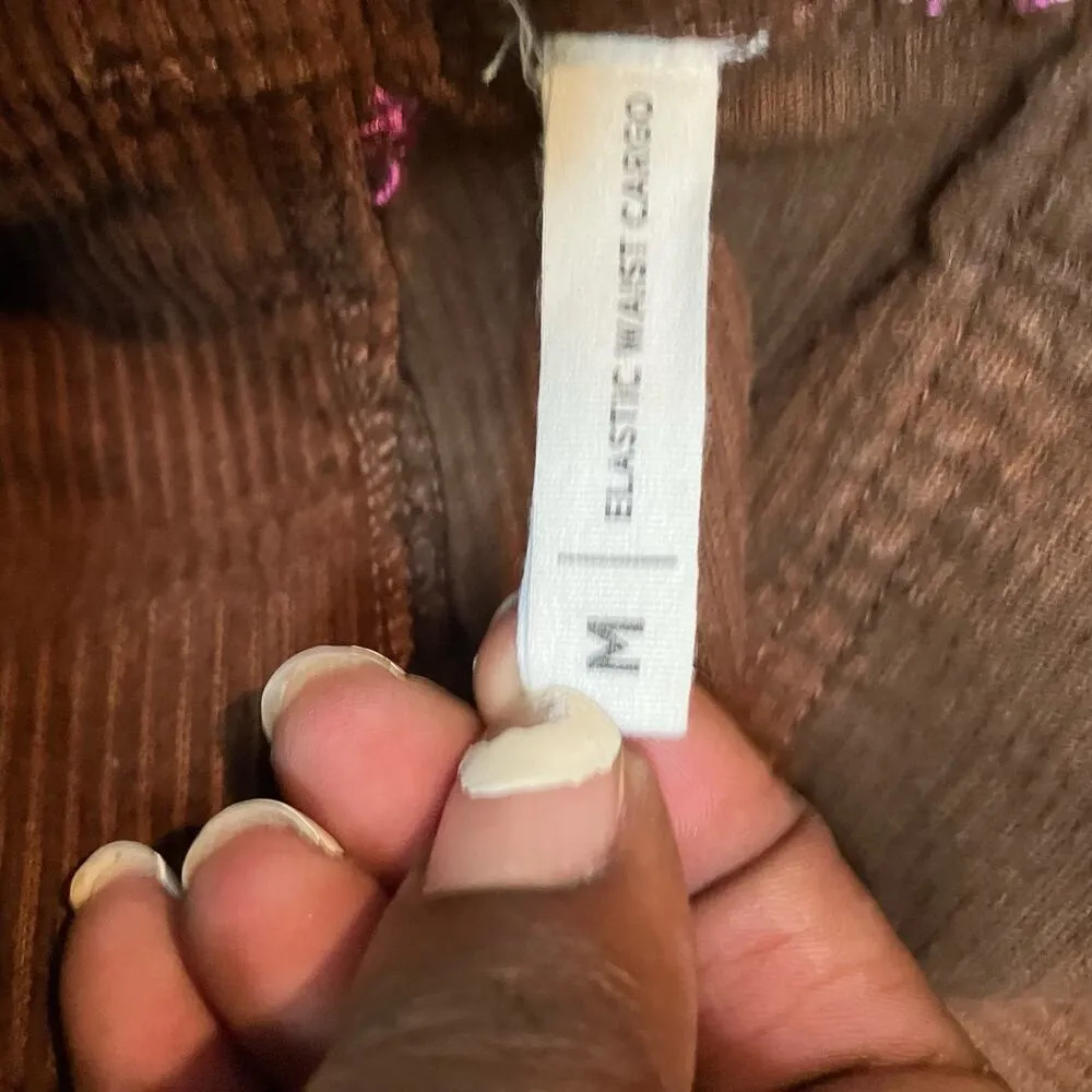PacSun Womens Heartbreaker Brown Corduroy Cargo Elastic Waist Pants Size Medium - Image 7