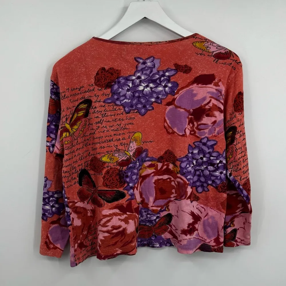 Vintage Y2K Embellished Fairycore Shirt Size Large Butterfly Early 2000s - Image 6