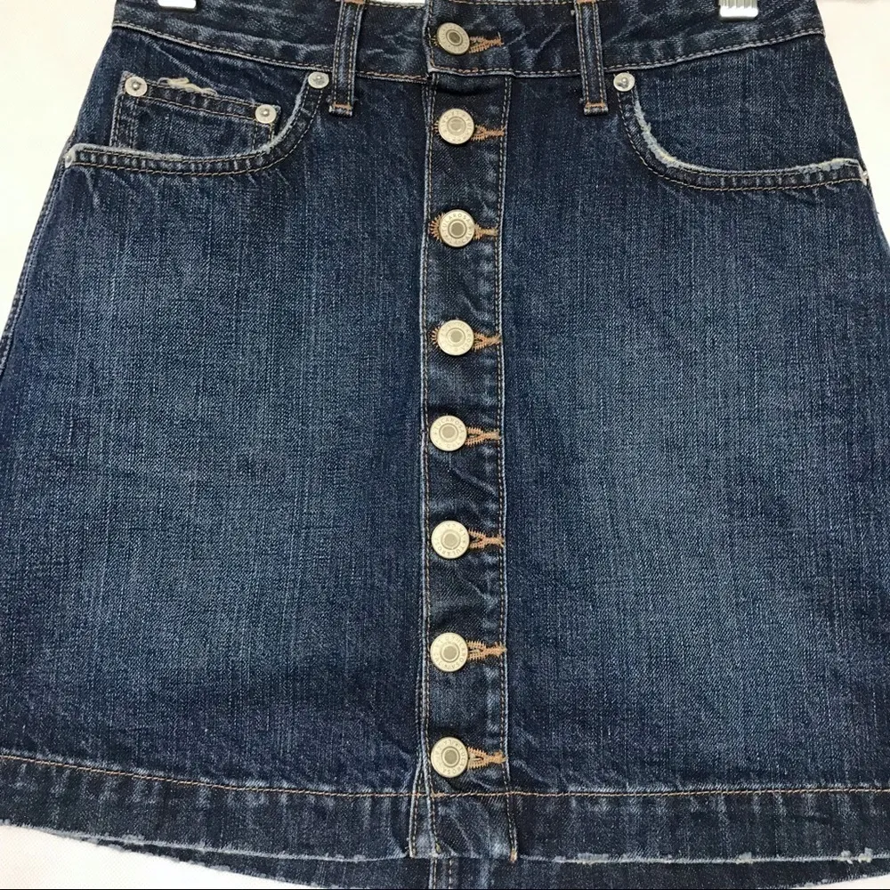 TULAROSA Lucy A-Frame Denim Jean Button Skirt 25 - Image 4