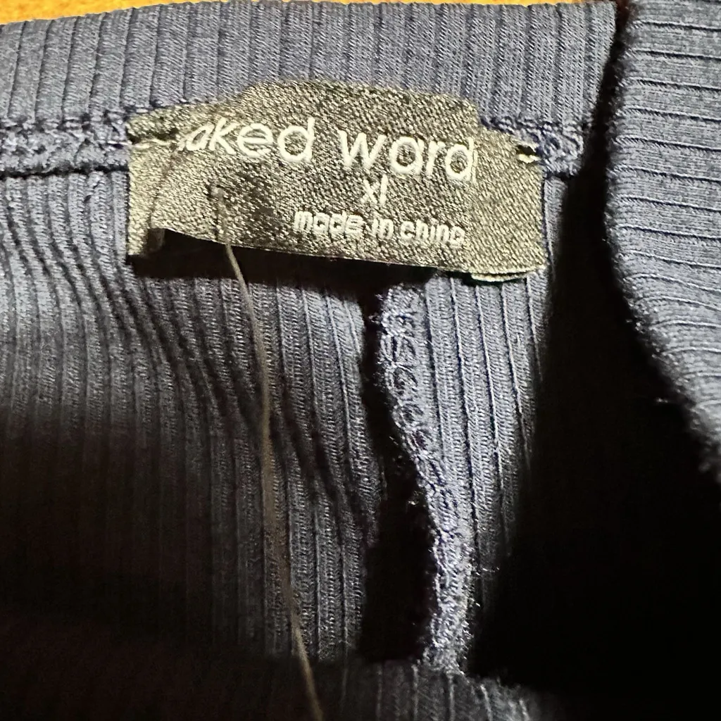 NEW Naked Wardrobe X Is Back Snatched Jumpsuit XL Navy Ribbed Sleeveless NWT - Image 7