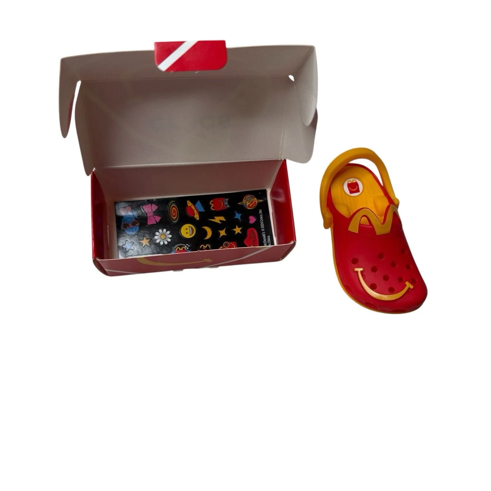 2024 McDonald's Mini Crocs Keychain Happy Meal Toy NEW IN BOX!! #3 Red Yellow - Image 2