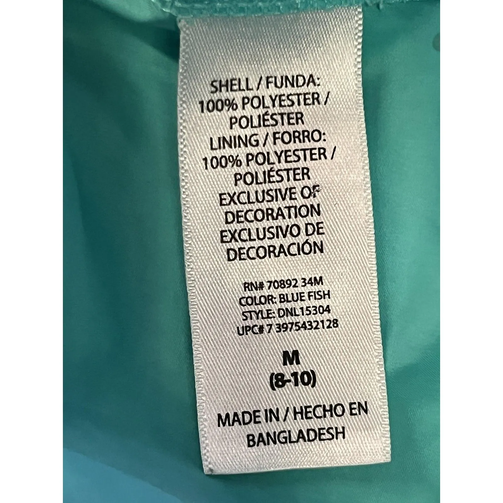 Danskin Now Jacket Womens Medium Blue Fish Hooded Lightweight Windbreaker Mesh - Image 7