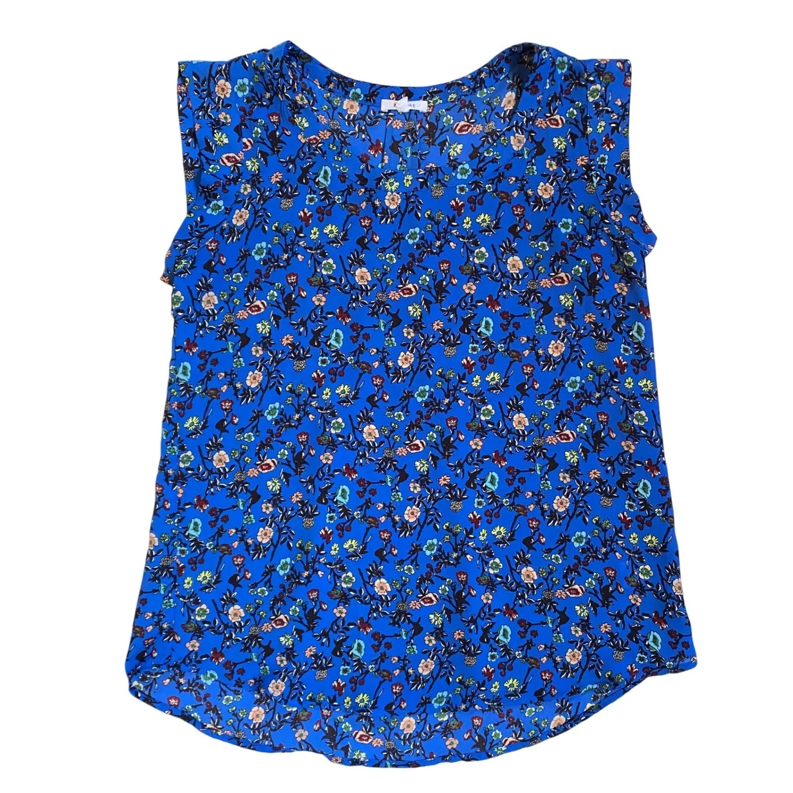 Pleione Bailey Double Pleat Blouse‎ Cornflower Blue Ditsy Floral - XS EUC - Image 3