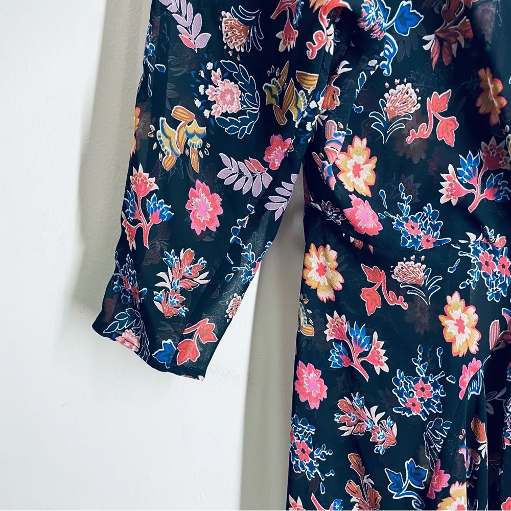 HD in Paris Anthro Floral Sheer Maxi Dress Black Multicolor size 0 - Image 9