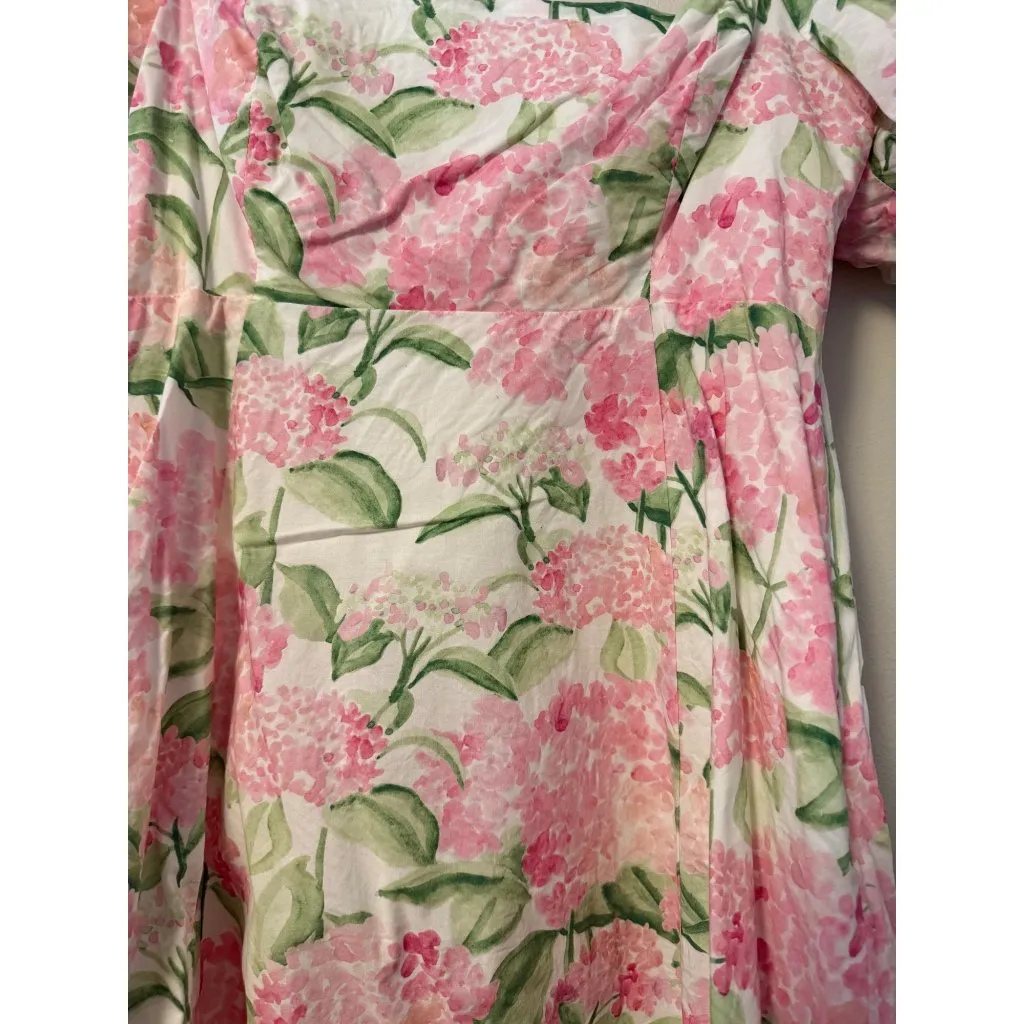 Hill House Smocked Hydrangea Mini Dress With Puff Sleeves Small - Image 3