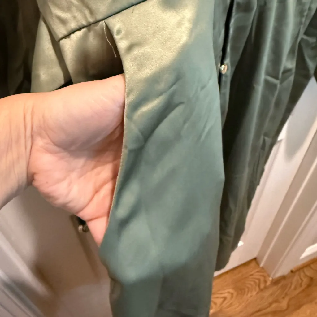 NWT French Connection Green Midi Shirt Dress with Cuffed Sleeves size XL - Image 6