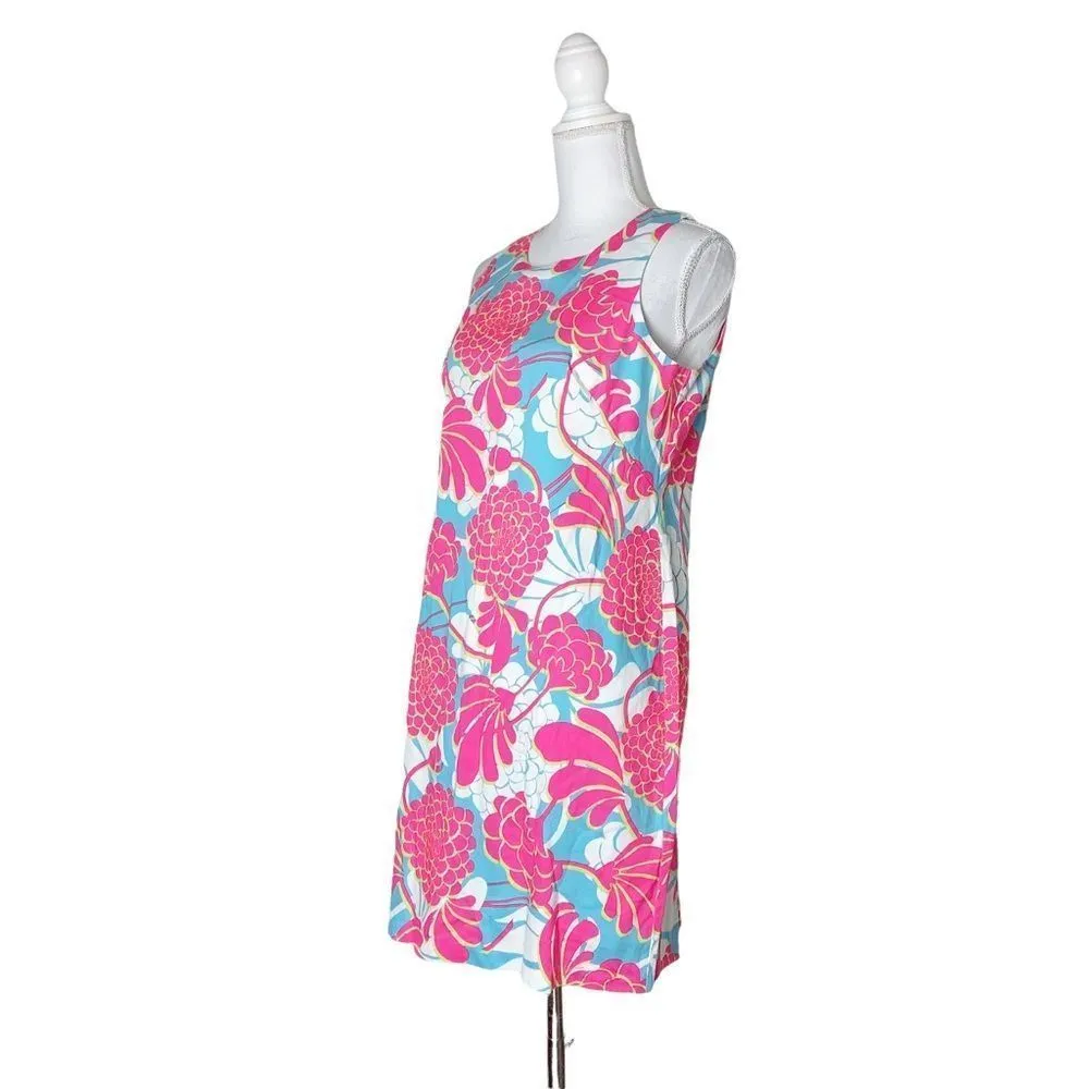 LONDON TIMES Pink Blue Shift Women 8 Casual Career Church Sleeveless Lined Dress - Image 2