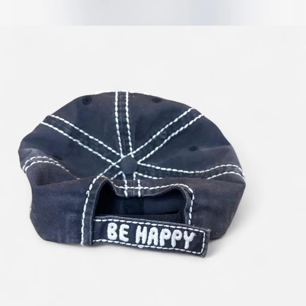 Bee Happy Hat Gray KB Ethos Baseball Cap Adjustable Strapback Dad Hat Vintage White - Image 5