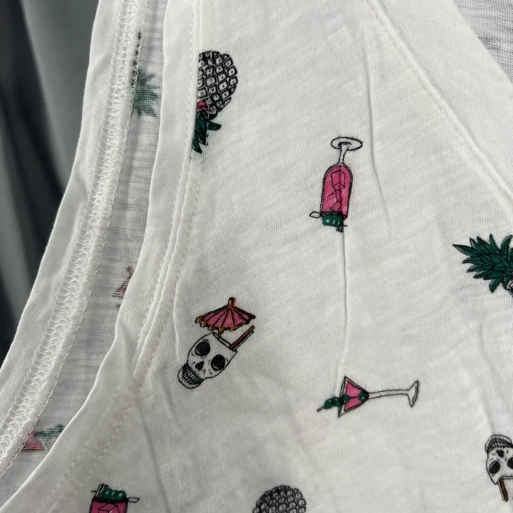 Torrid White Cocktail Tiki Skull Print Tank Top Sleeveless V-Neck Classic Fit 2X - Image 2