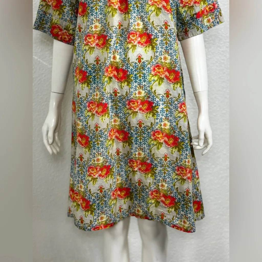 bangui walli 100%Cotton vibrant Floral Print Women's Dress Size M/L Red - Image 8