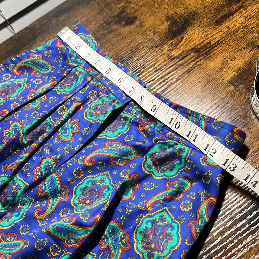 Women’s Vintage Paisley Floral Blue and Green Pants Carlisle Baroque Size 4 - Image 9