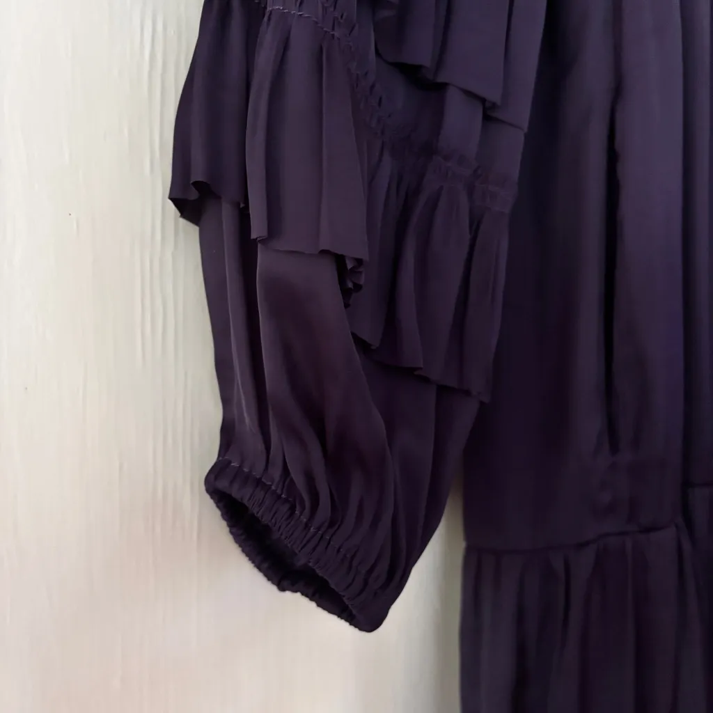 Ulla Johnson Elsa Dress Lago Deep Purple Size 0 Ruffle Royal Tiered Statement - Image 6