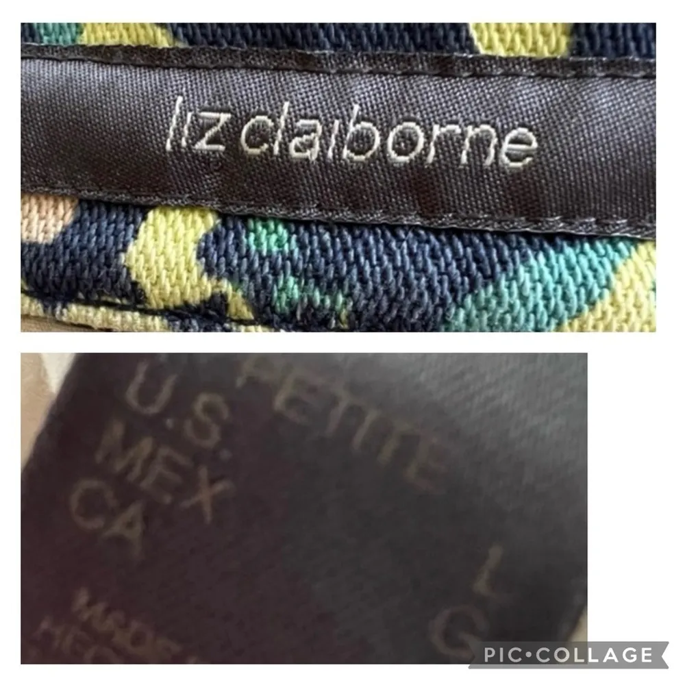 Liz Claiborne Denim Jacket Blue Floral LP Retro Vacation Classic Trucker Office - Image 15