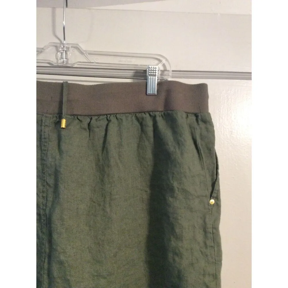 Company Ellen Tracy Plus size XXL Green Linen Skort Drawstring Waist Front - Image 4