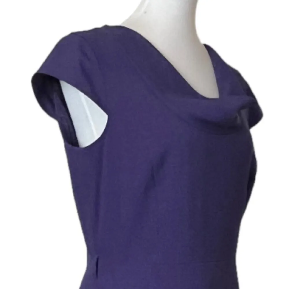 Calvin Klein Dress Sheath Pencil Drape Neck Cap Sleeve Purple Women’s Size 4 - Image 6
