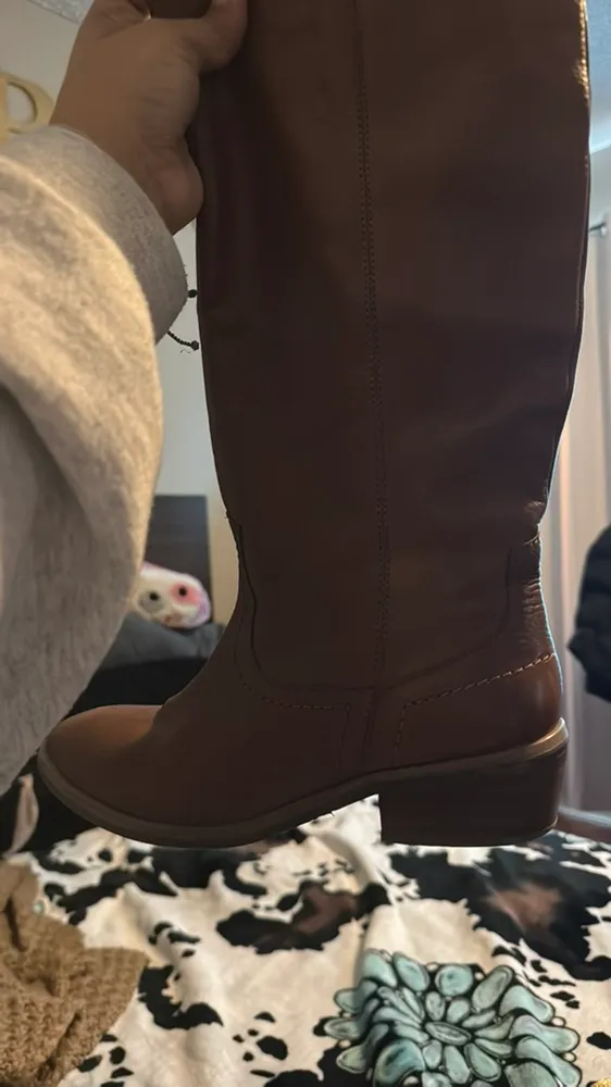 Brown Leather Tall Boots Size 6.5 - Image 4