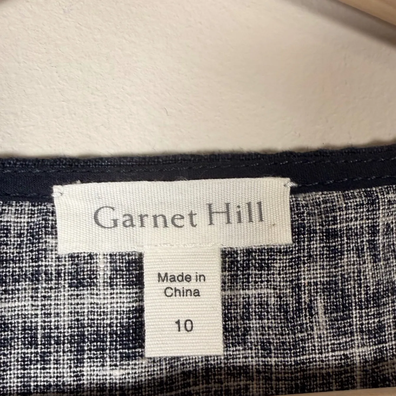 Garnet Hill Navy Blue White Ikat Print Sleeveless Linen Dress Size 10 - Image 3