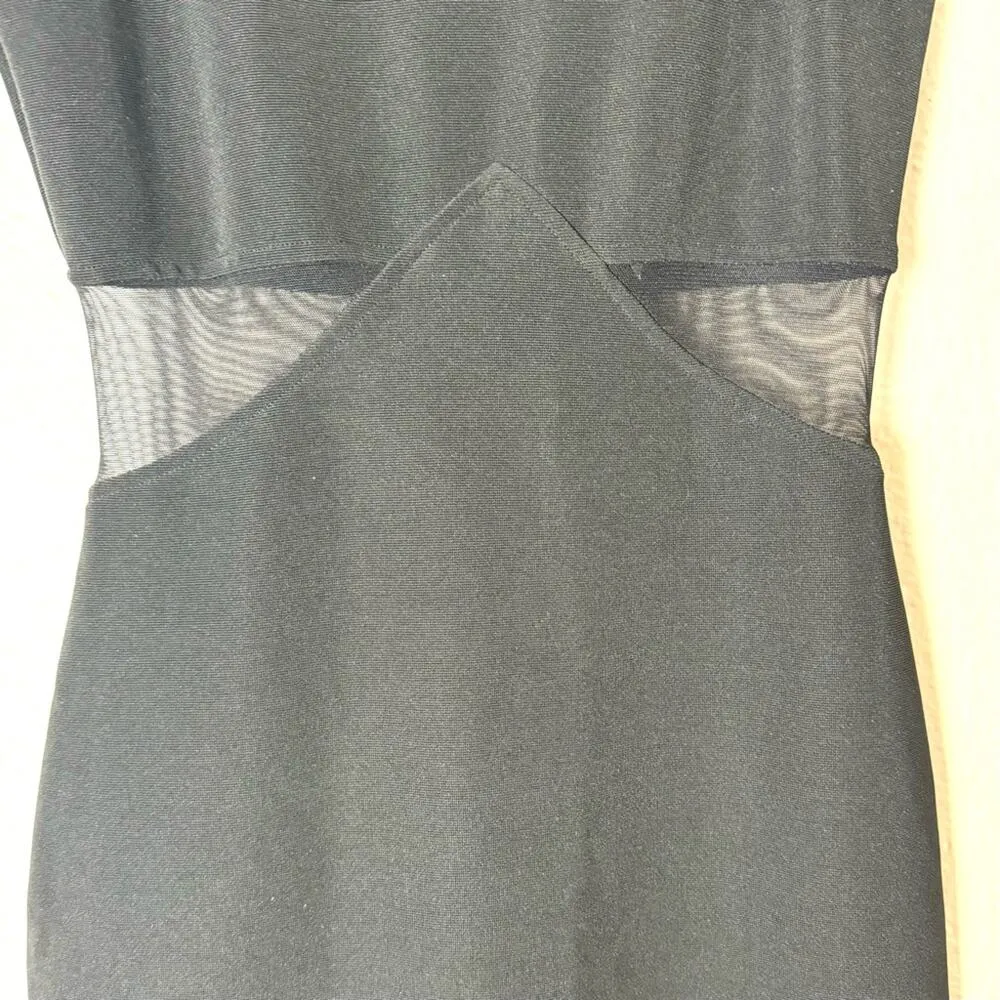Y2K 90s Vintage Black Cut Out Mesh Bodycon Dress Size Small - Image 5