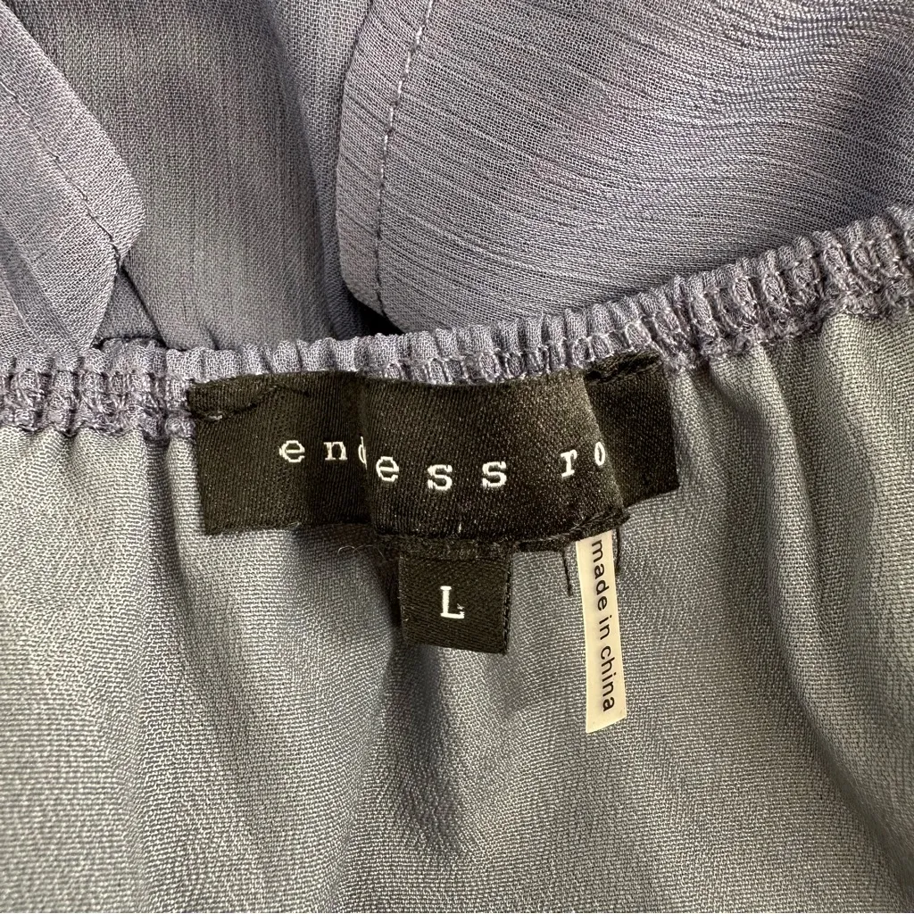 Endless Rose Ruffled Sleeve Romper in Dusty Blue size Large Off the Shoulder - Image 9