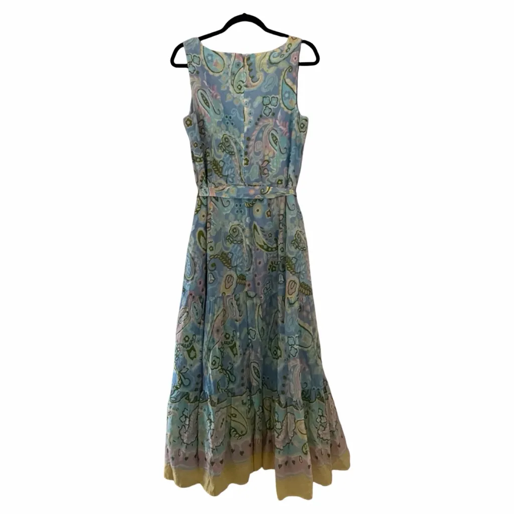 TALBOTS Printed Paisley Voile Light Blue Pastel A-line Midi Dress Sz 10 - Image 3