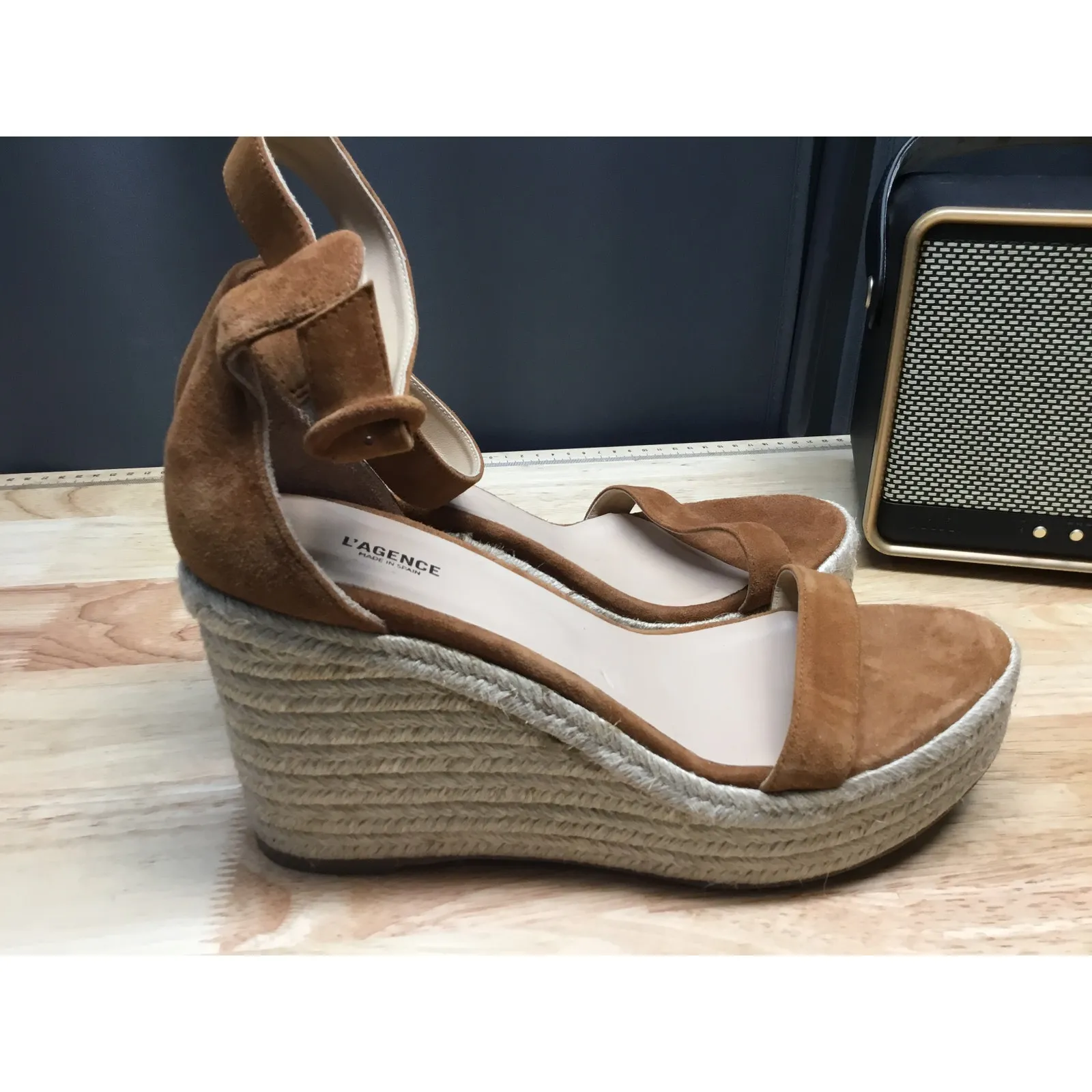 L'Agence Espadrille Wedge Sandals Women's 9.5 Brown Suede Ankle Strap Platform - Image 2