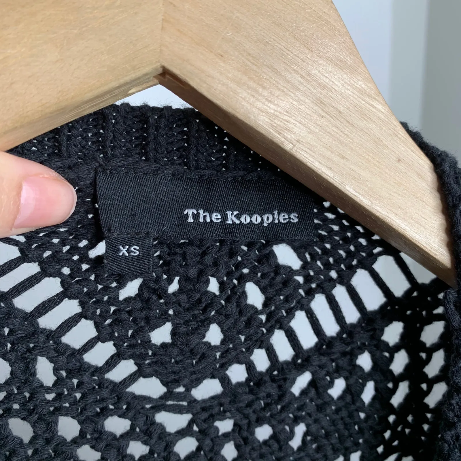 The Kooples Long Crochet Black Cardigan Open Front Sweater Womens XS - Image 7