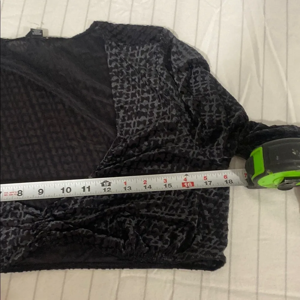 Skims Velvet Crop Top Logo 2X Soot Black Plus Size Logo Burnout Open Bust - Image 8