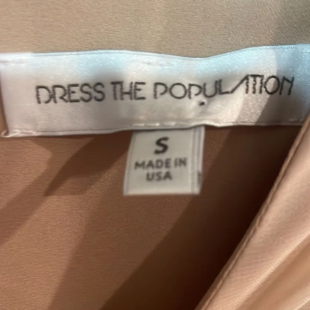 Dress the Population Paige Yellow & Tan Embroidered Mini Dress - Image 6