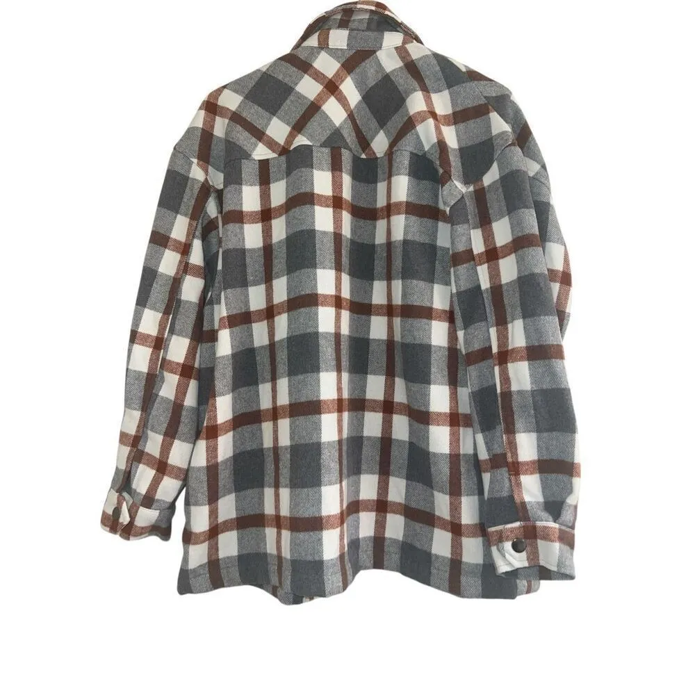 ✨HFX Shirt Sz Medium Jacket Relaxed Fit Drop Shoulder Pockets Gray/Brown✨ Gray - Image 7