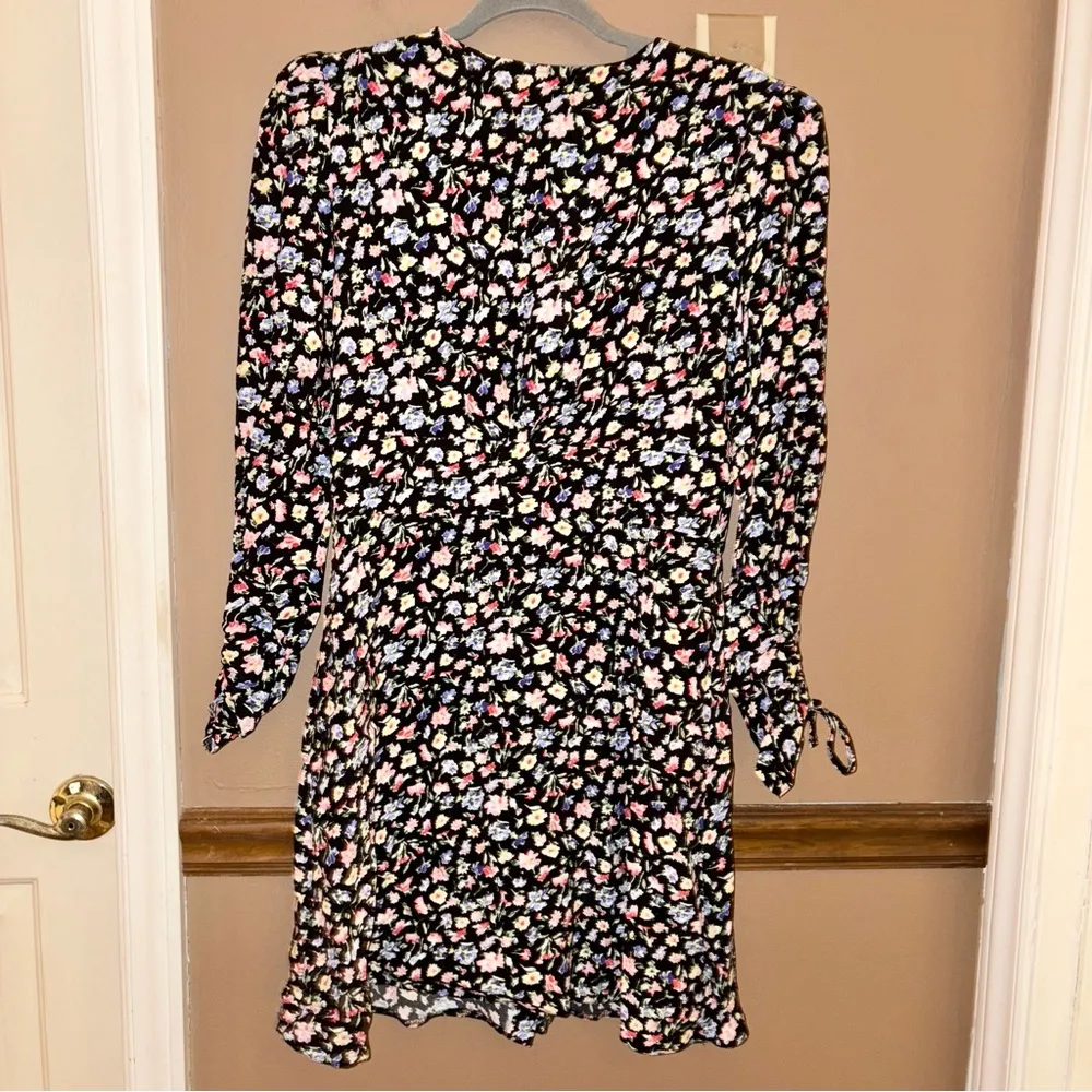 Nobody's Child‎ tie sleeve mini tea dress in ditsy floral black size 10 - Image 3
