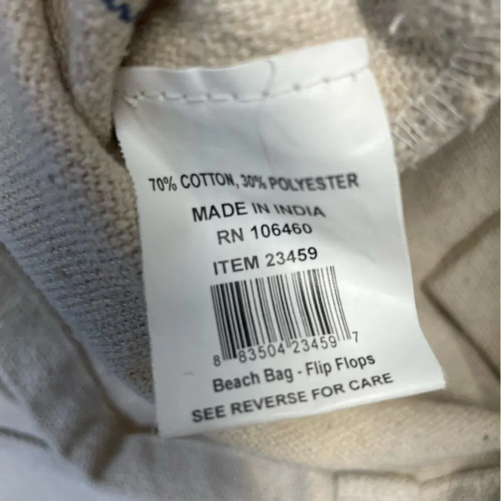 Burlap Beach Bag Live Life In Flip Flops woven tote Tan - Image 5