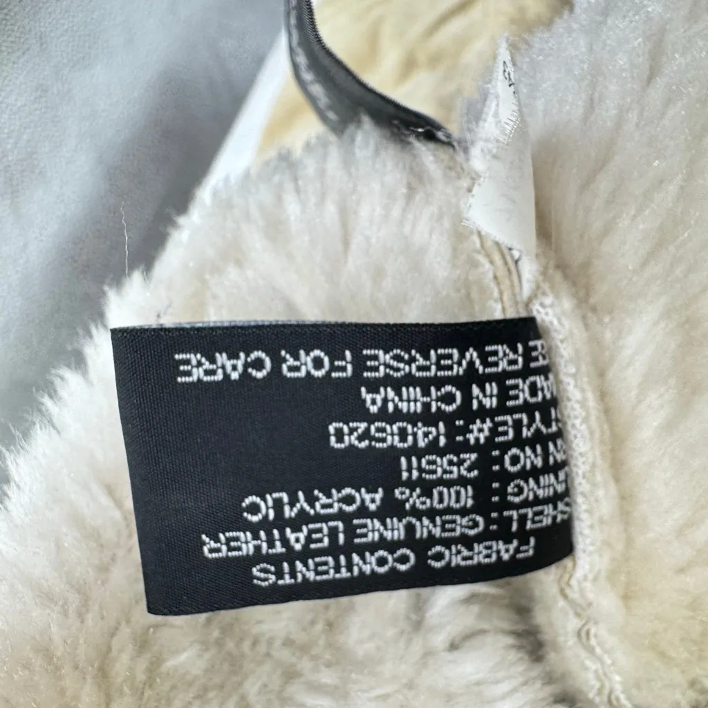 Penny Lane Coat Vintage 90s Y2K Beige Suede Sherpa Lined Button Front Pockets L - Image 7