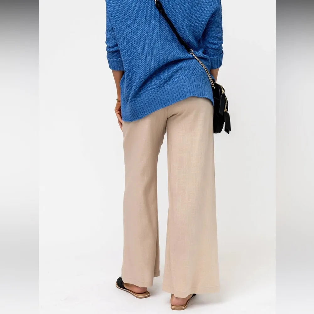 Holley Girl Gabbie Wide Leg Pants in Natural Beige 1X Plus Size Tan - Image 5