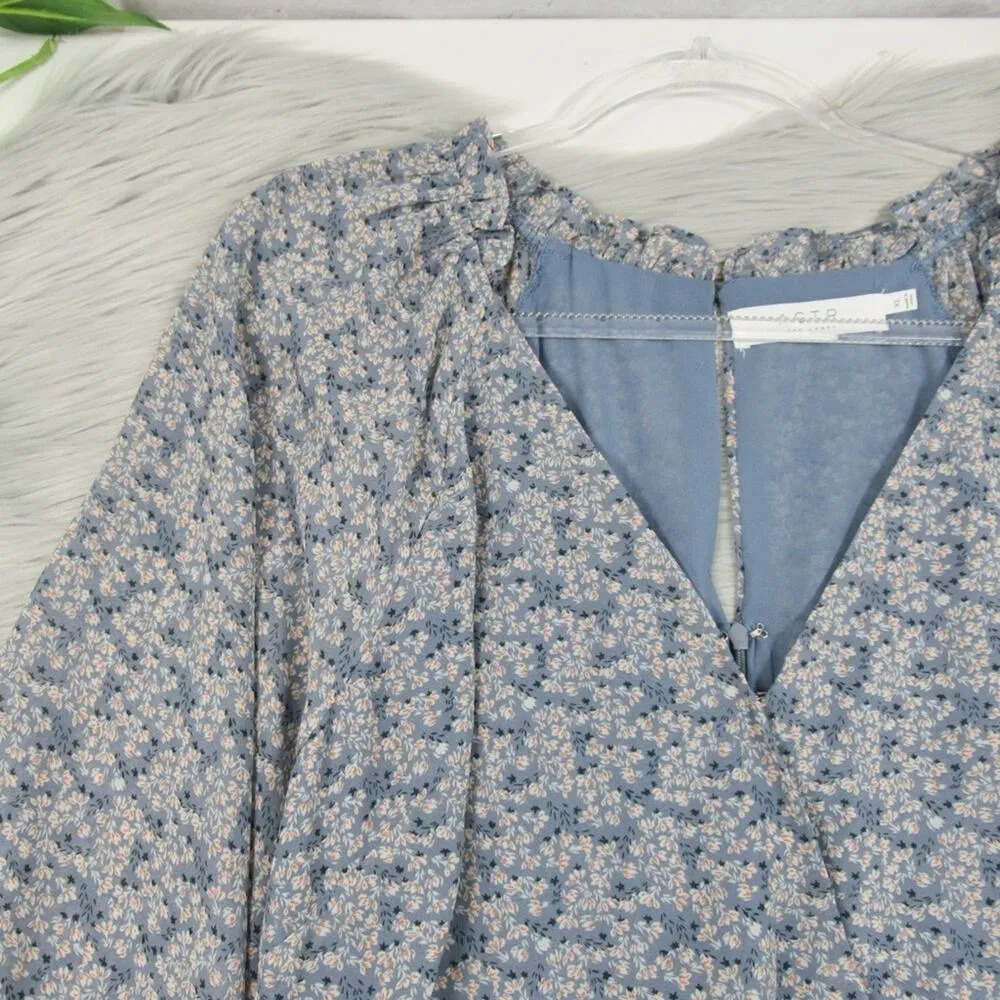 ASTR the Label Blue Floral Tiered Ruffle Mini Dress Women’s Size XL - Image 9