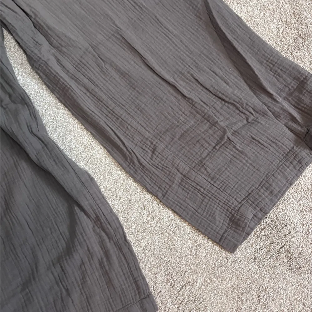 Lisa Rinna Collection Brown Crepe Gauze Muslin Full Length Wide Leg Pants Size 26W - Image 6