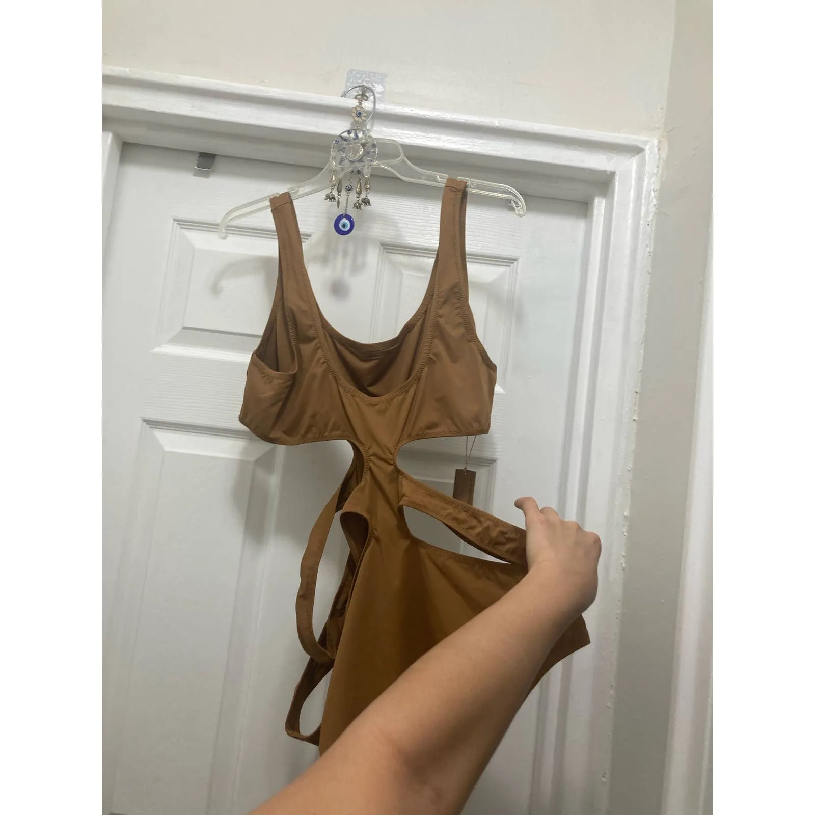SKIMS Size 4X Monokini One Piece Bathing suit Swim Suit Women's NWT Almond Brown - Image 12