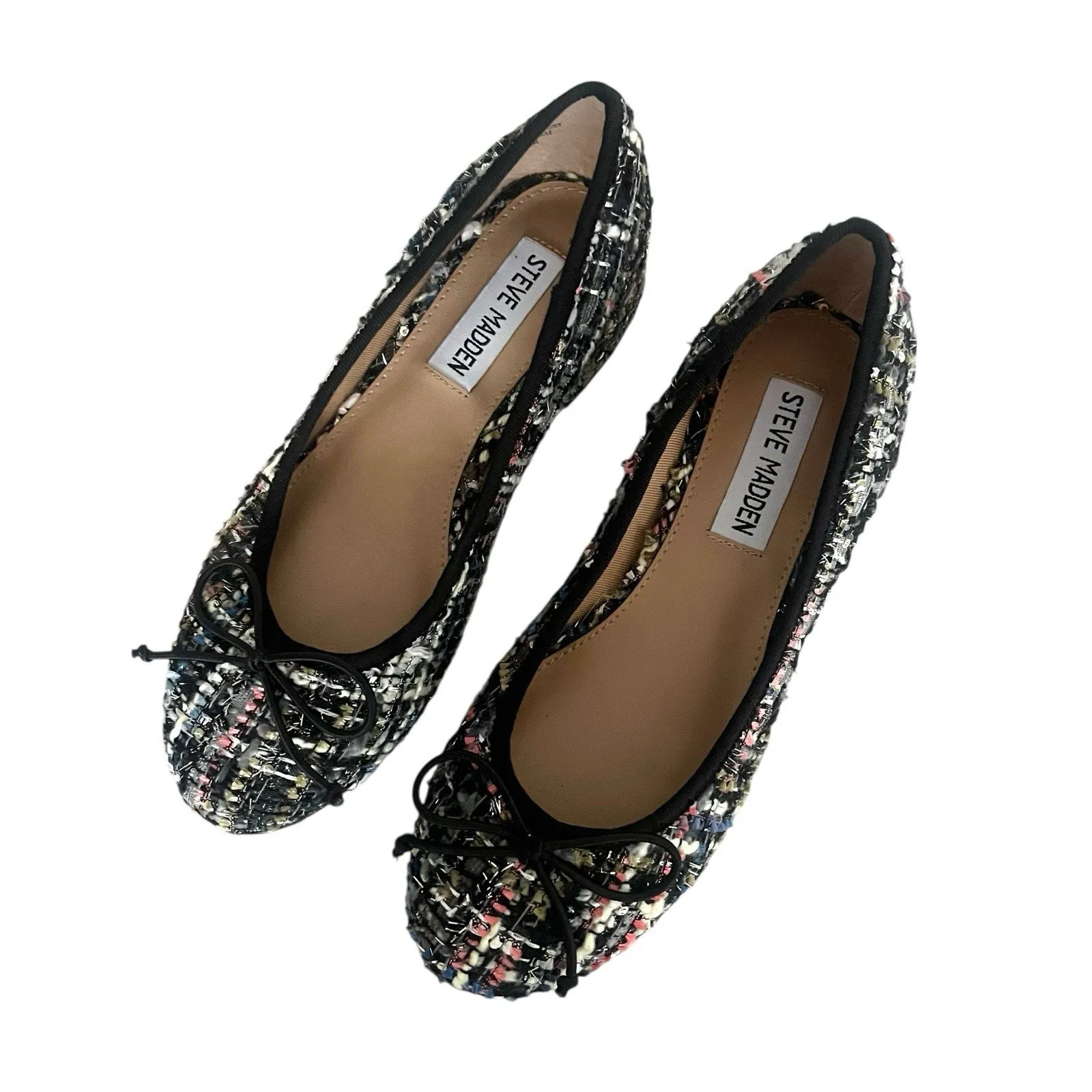 Steve Madden Cherish block-heel ballet flat black multi tweed old money preppy 5 - Image 6