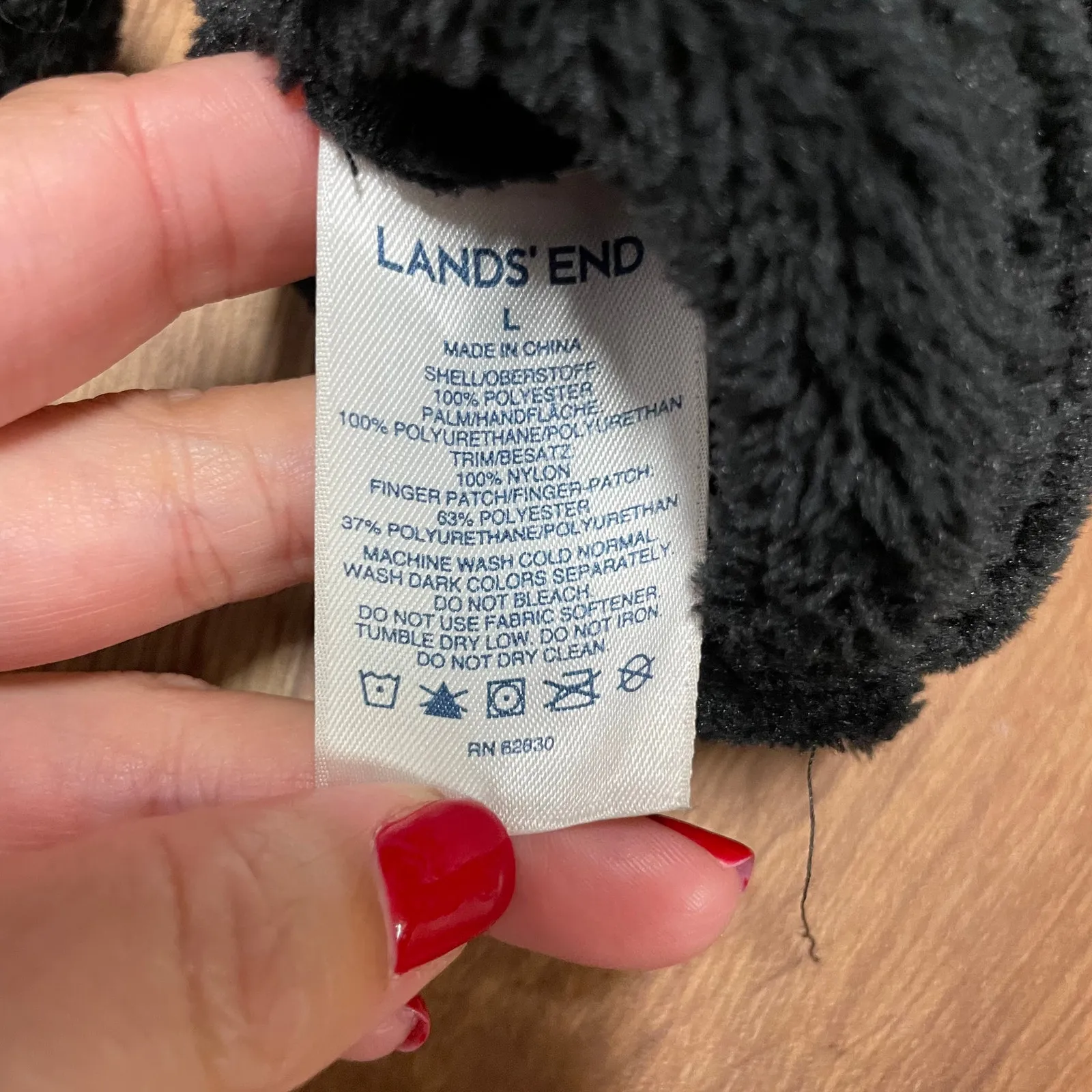 Lands End Black Winter Faux Fur Smart Touch Gloves Womens Size Large - Image 5