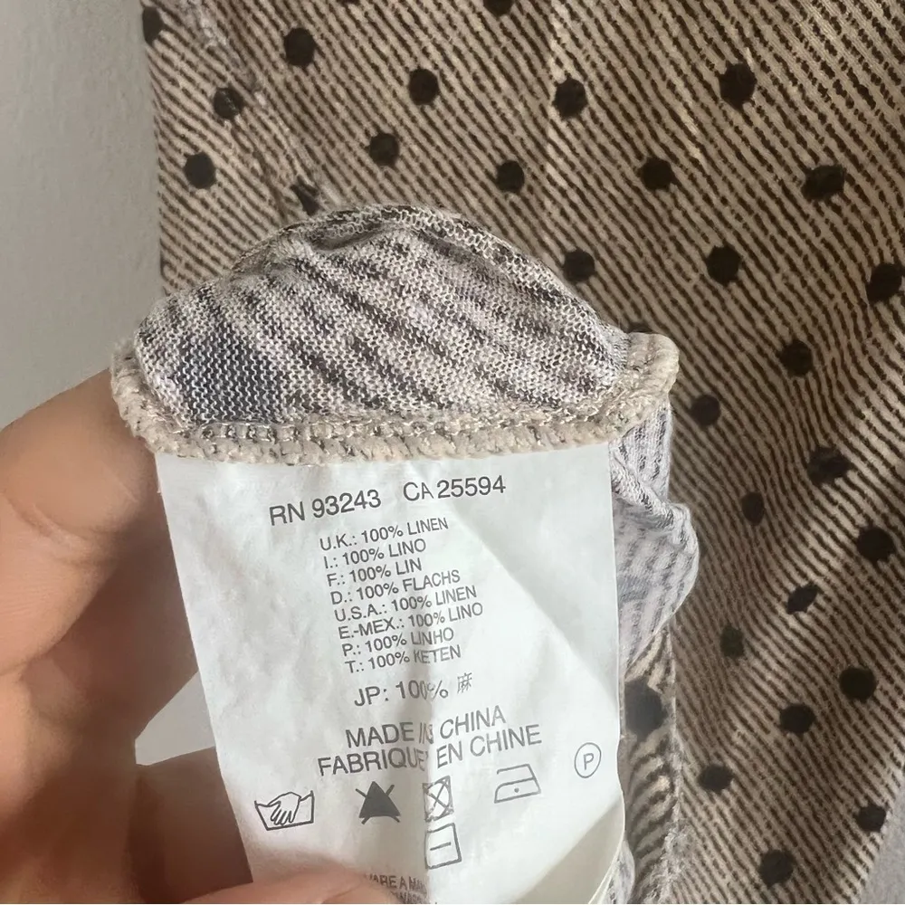 Diesel 100% Linen Black Polka Dot Tunic Dress Top Shirt XS - Image 9