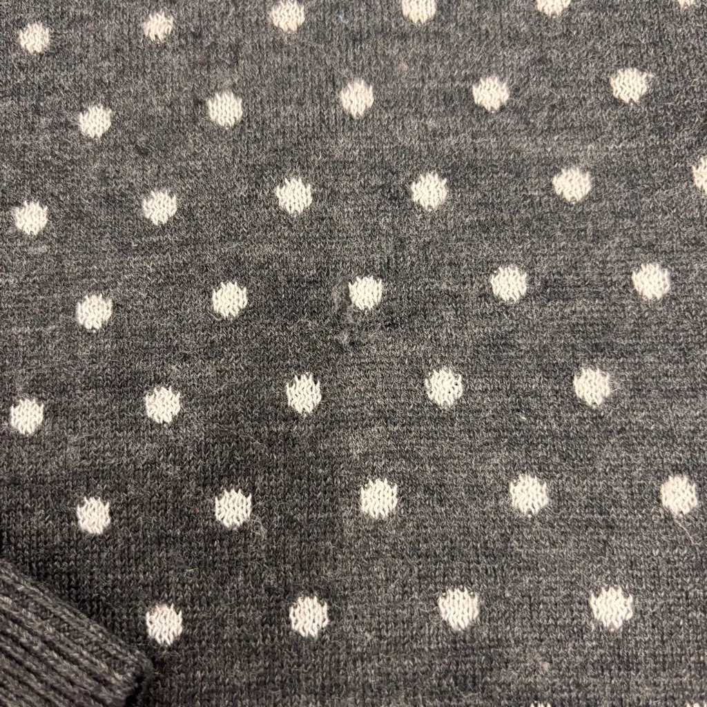 LOFT wool blend knit reindeer polka dot sweater gray white Womens  XS - Image 4