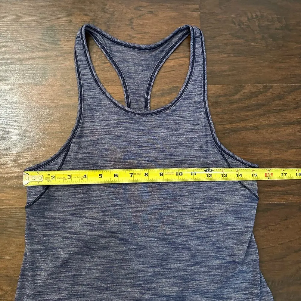 Long Distance dark heather blue racerback tank top - Image 9