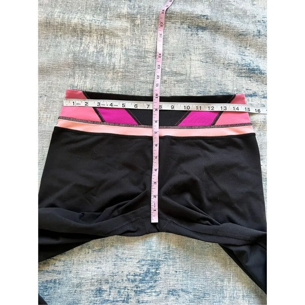 Lululemon Groove Black Fuchsia Peach Pink Quilt Winter Flare Leg Pants Size 8 - Image 6
