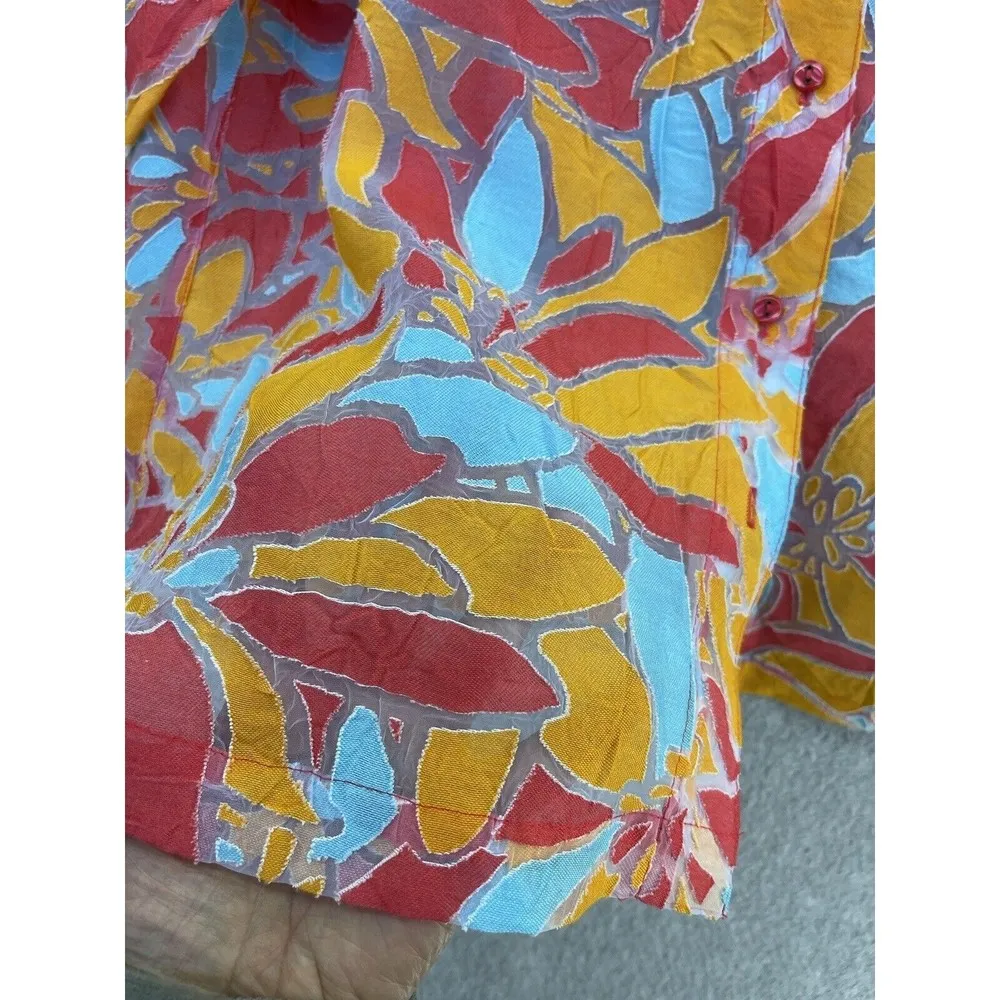 Allison Daley Women's Button Down Shirt Short Sleeve Orange Size 12 Petite - Image 9