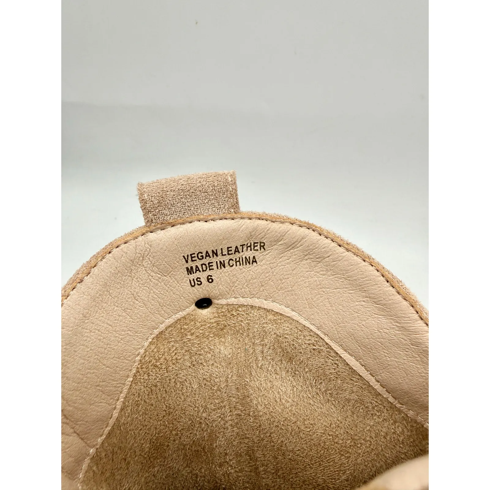 Altar'd State Beige Taupe Vegan Leather Western Point Toe Fringe Boots Women's 6 - Image 5