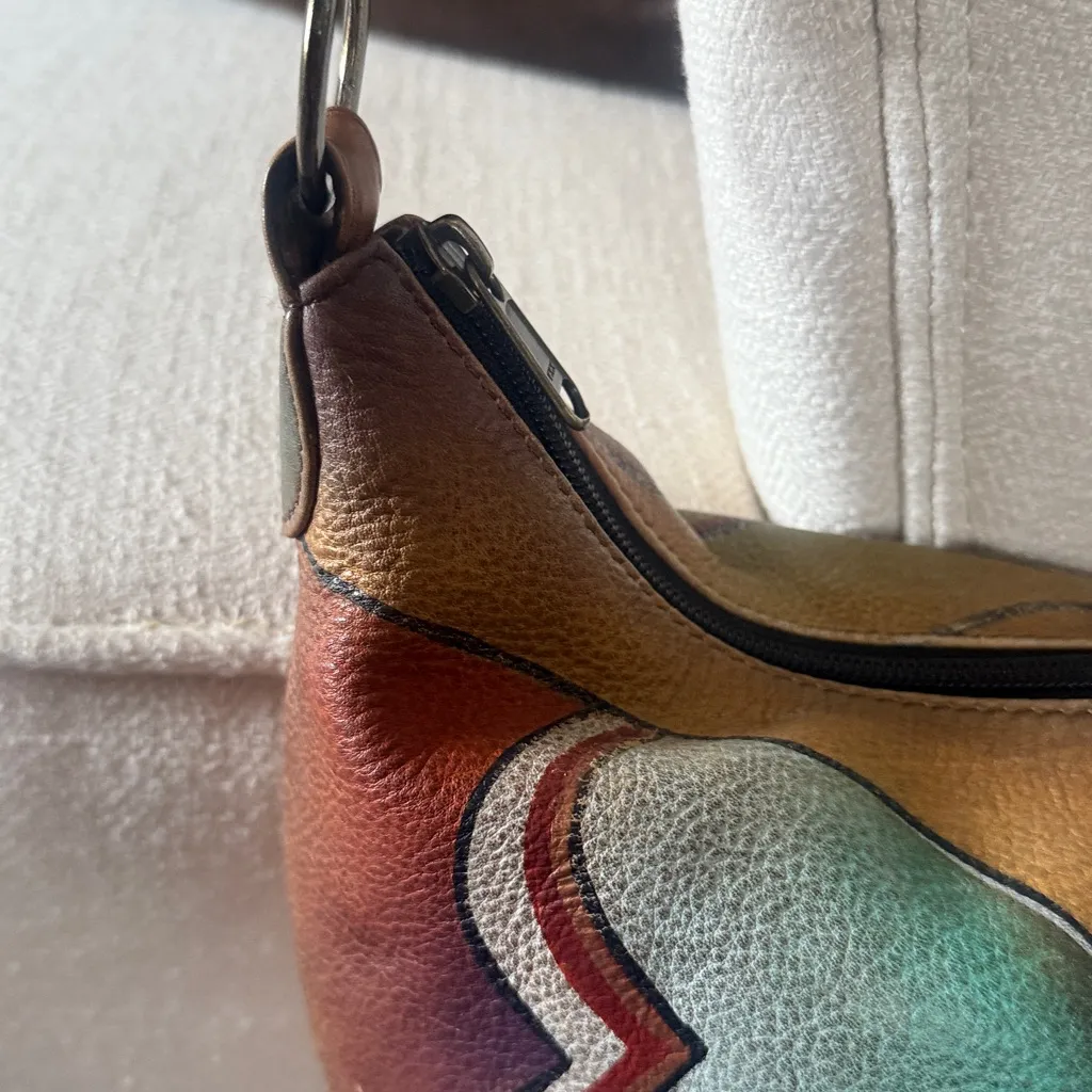 Anuschka Hand Painted Leather Bag Brown - Image 3